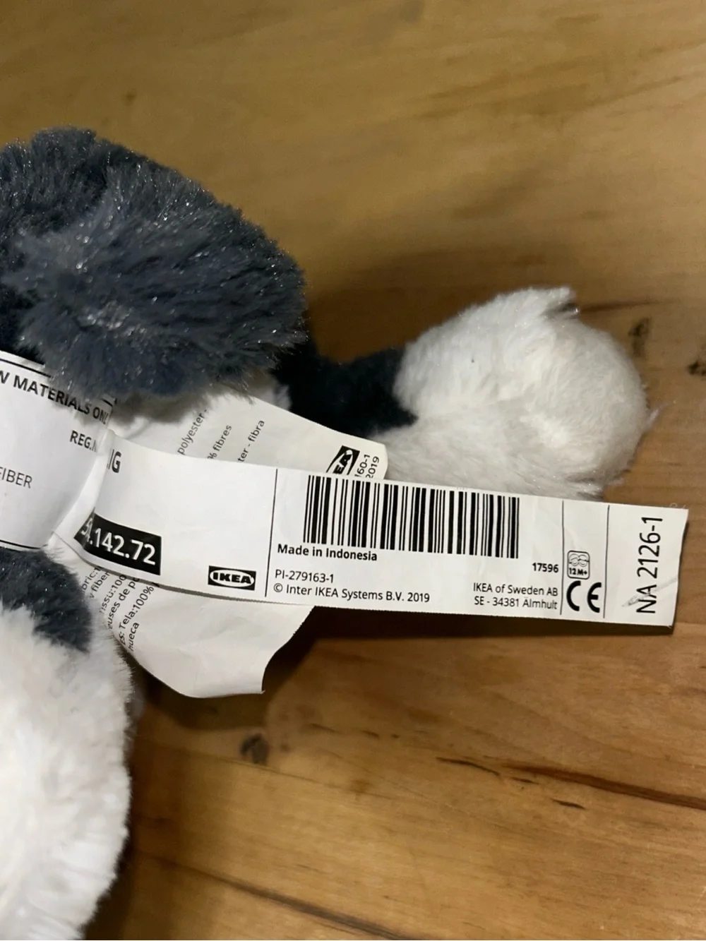 IKEA Livlig Siberian Plush Puppy Dog Husky Wolf Embroidered Eyes Stuffed Animal
